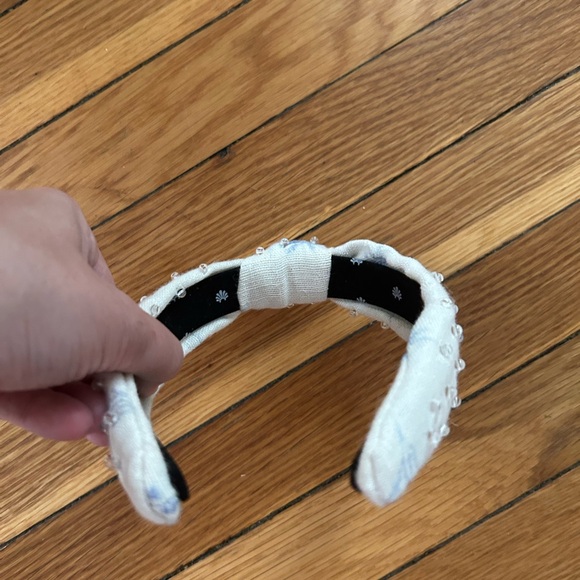 Lele Sadoughi Beaded Cream and Blue Floral Headband - Picture 2 of 5